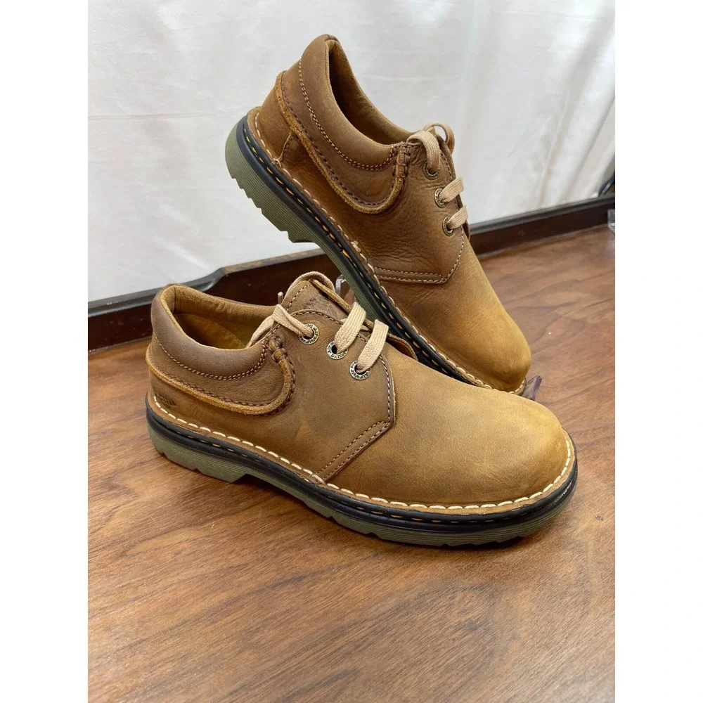 Dr Martens Mens US SZ 7 UK SZ 6  3 Eyelet Oxford Camel Tan Brown Rare EUC Clean